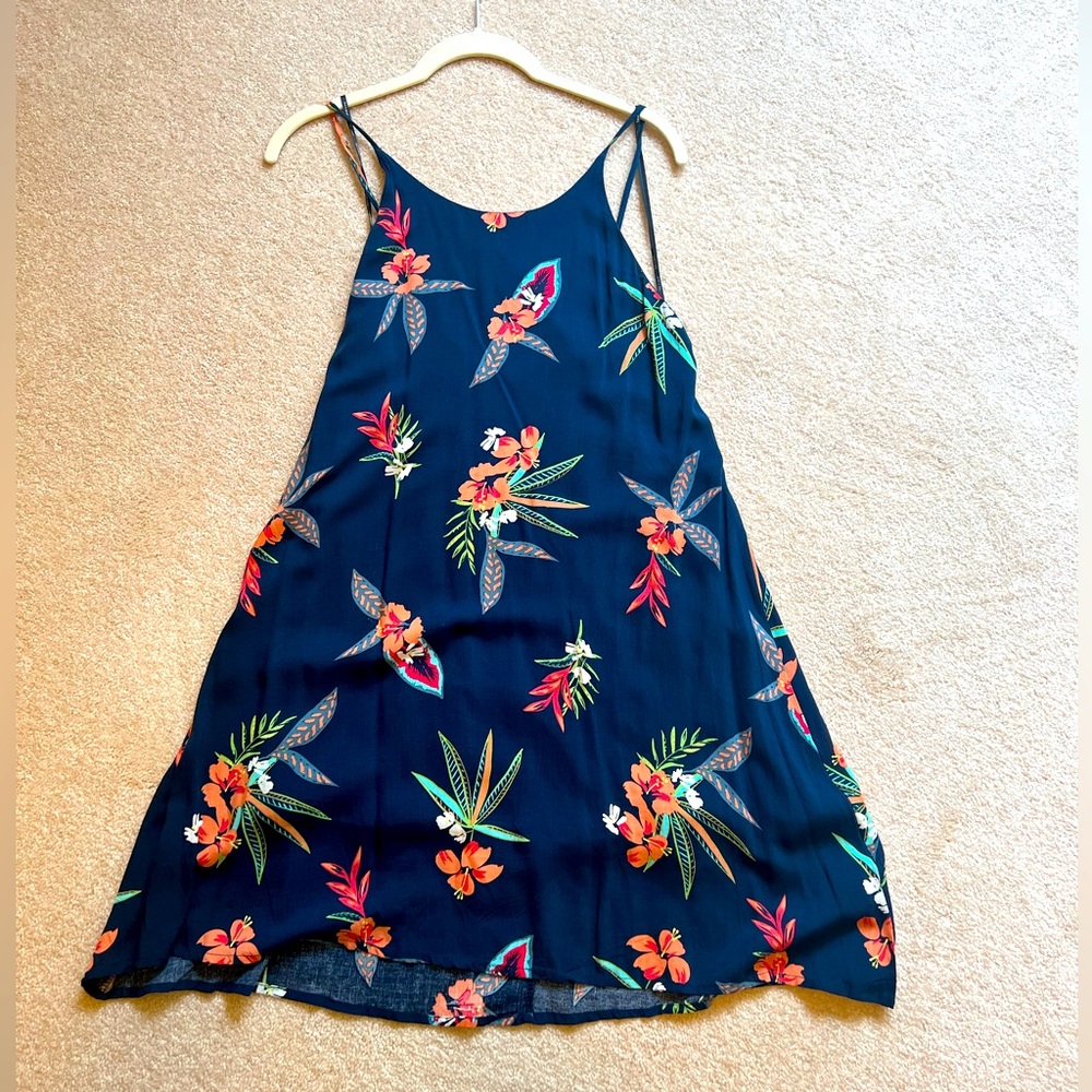 Navy blue floral mini dress